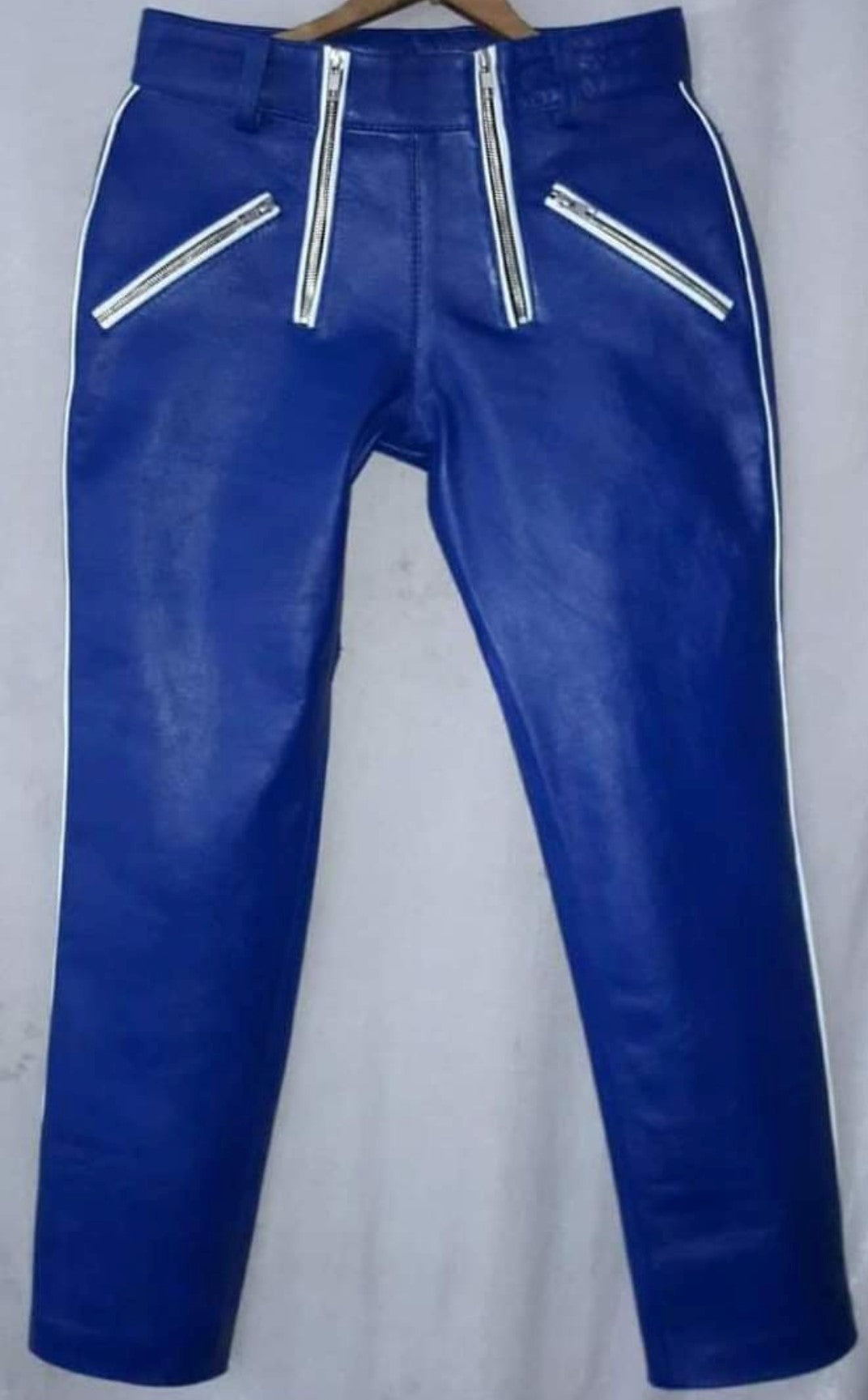 Men’s BLUF Leather Suit – Carpenter Pants & Police Shirt with White Trims