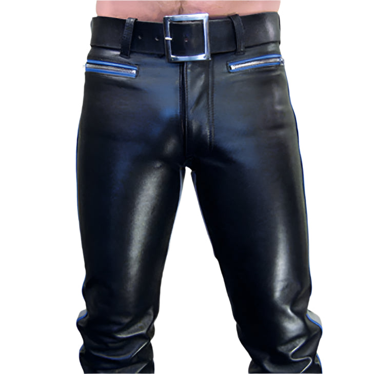 Men’s Cowhide Leather BLUF Pants with Saddle Seat & Contrast Panels
