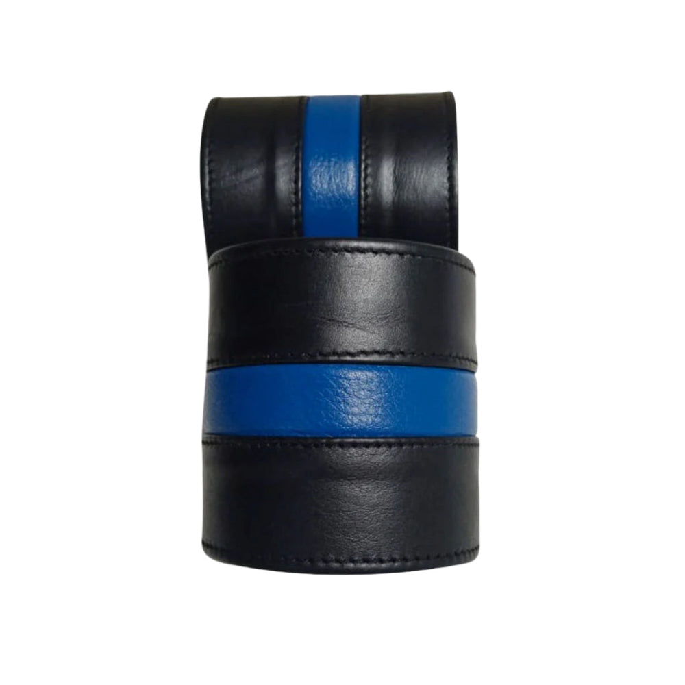 BDSM Leather Handcuffs – Black & Blue Bondage Restraints for Master Slave Play