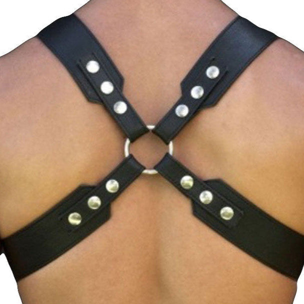 Men’s Leather Chest Harness – Adjustable Straps & Stainless Hardware