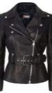 Women’s Lamb Leather Biker Jacket – Waist-Length Belted Nappa Jacket with Studded Lapels