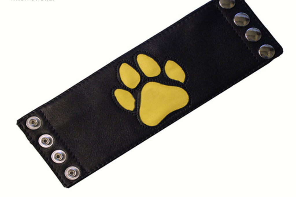 BDSM Leather Handcuffs – Colorful Bondage Cuffs with PAW Logo & 4-Button Closure