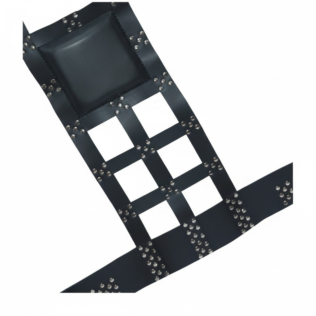 Premium Cowhide Leather Bondage Sling with Double-Ply Straps & Chrome Hardware