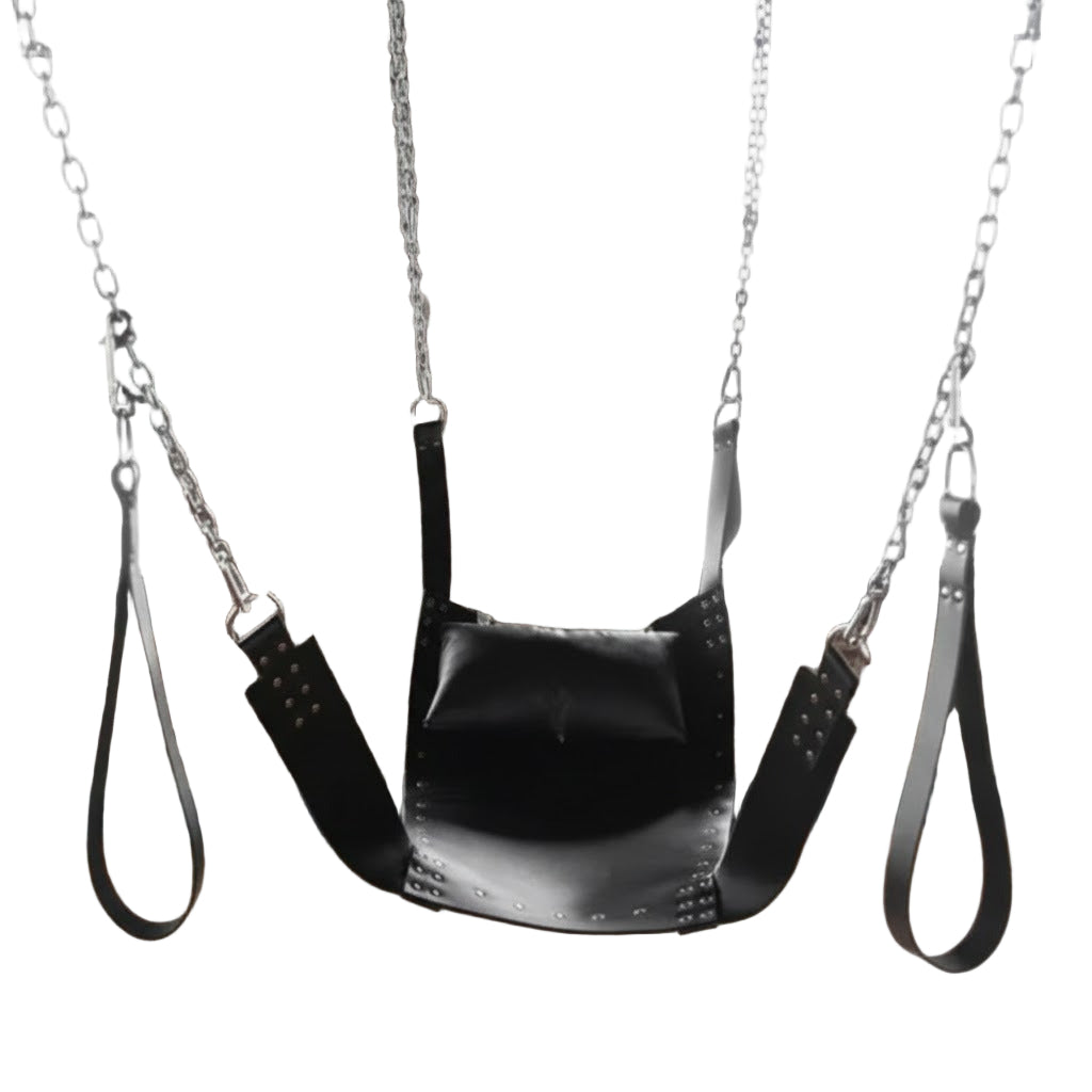Heavy Duty Leather Sex Sling β Bondage Swing with Stirrups & Pillow