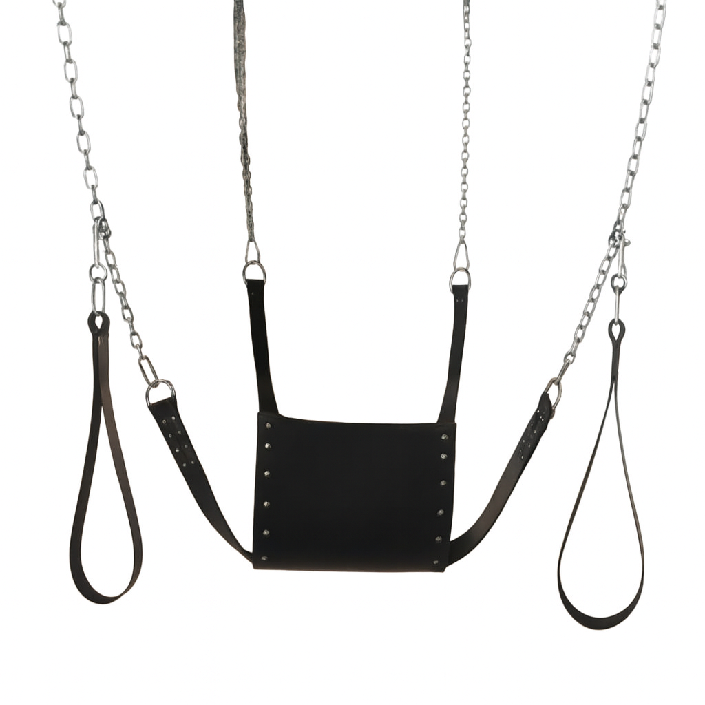 Heavy Duty Leather Sex Sling – Bondage Swing with Stirrups & Pillow