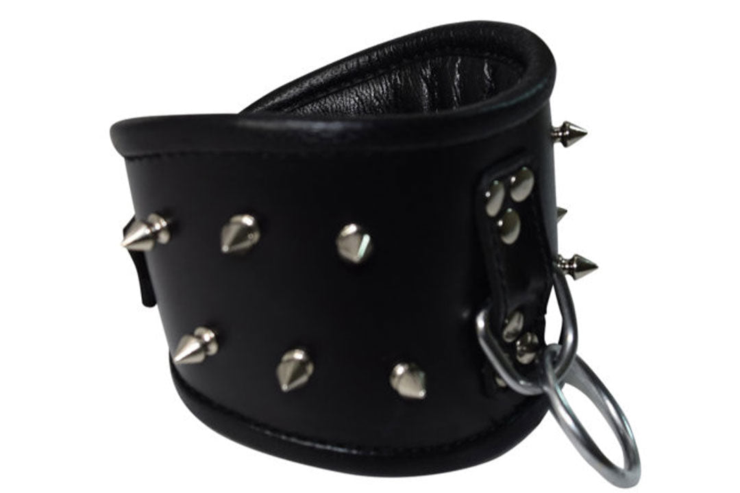 Adjustable Leather Posture Collar β Lockable Neck Collar with Ring & Padding