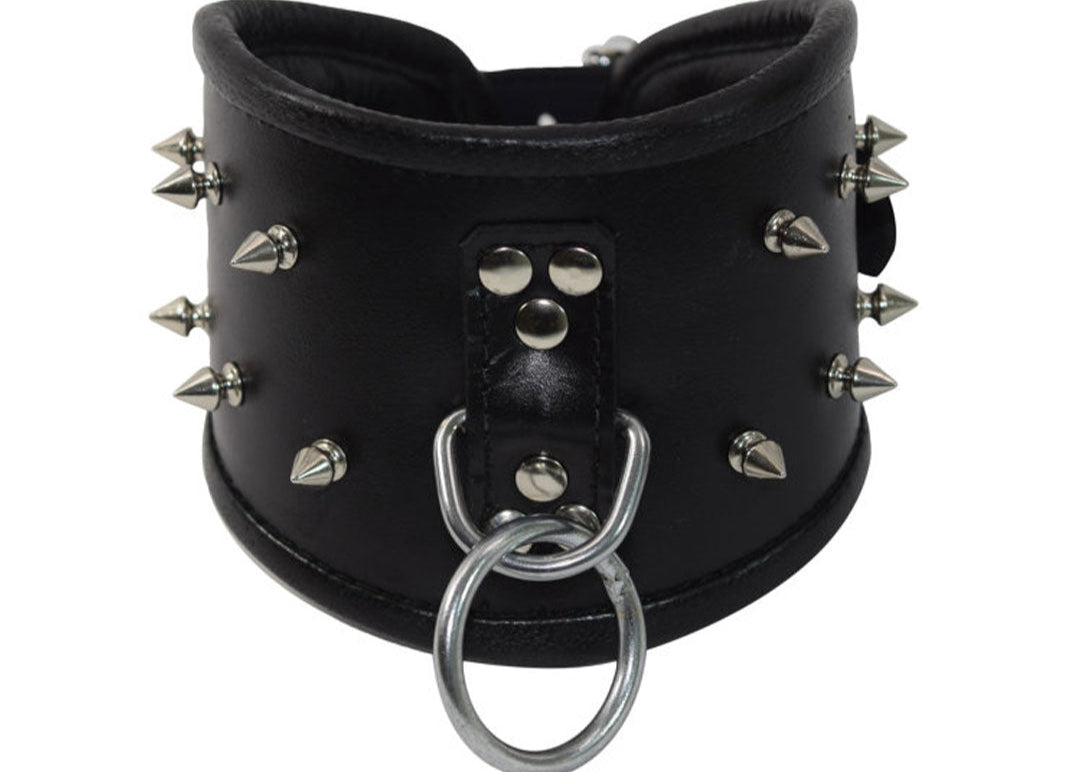 Adjustable Leather Posture Collar β Lockable Neck Collar with Ring & Padding