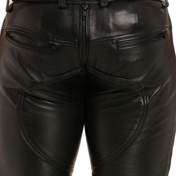 Genuine Cowhide Leather BLUF Biker Pants with Quilted Panels