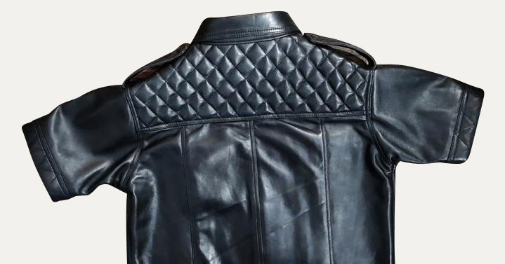 Men’s Lamb Leather Police Shirt – Quilted Gay Fetish Leather Shirt