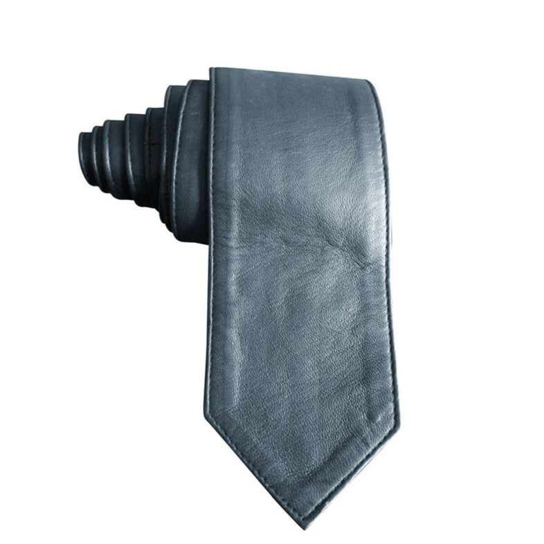 Men’s Skinny Leather Necktie – Handcrafted 100% Genuine Lamb Leather Tie