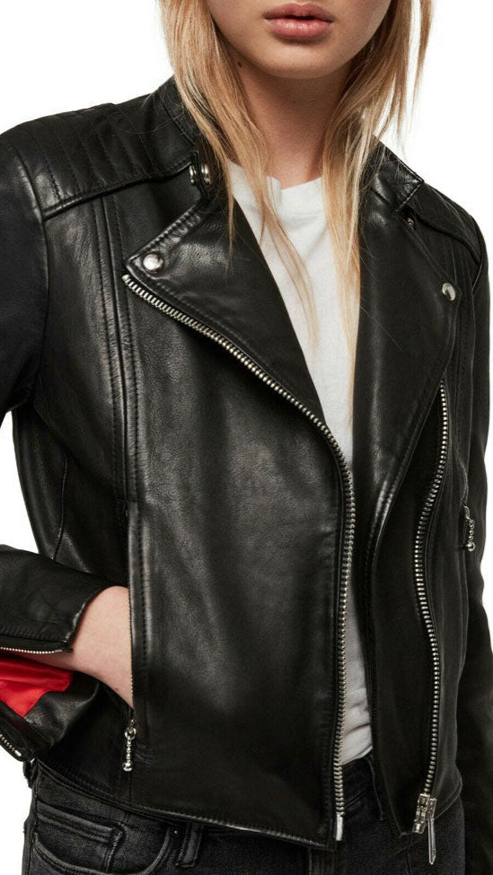 Women’s Quilted Lamb Leather Biker Jacket – Real Leather with YKK Zippers