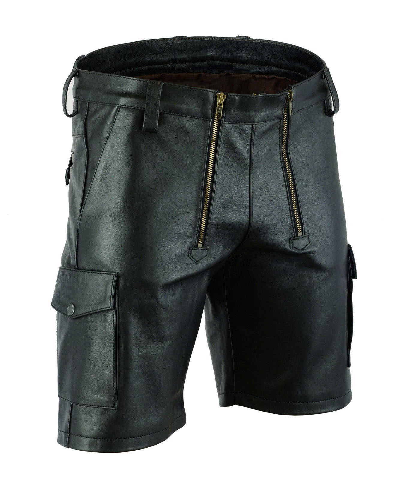 Men’s Leather Carpenter Cargo Shorts – Chastity Style