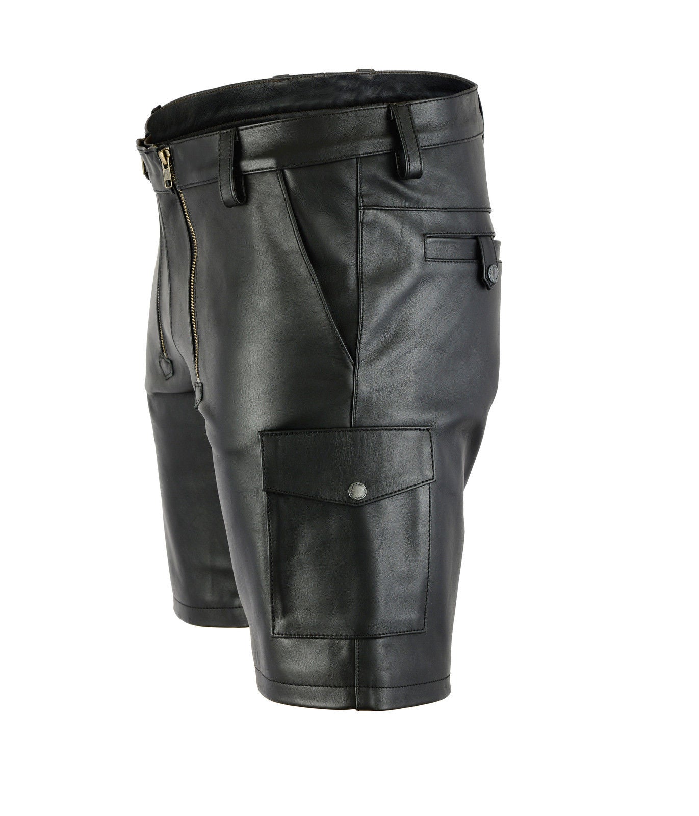 Men’s Leather Carpenter Cargo Shorts – Chastity Style
