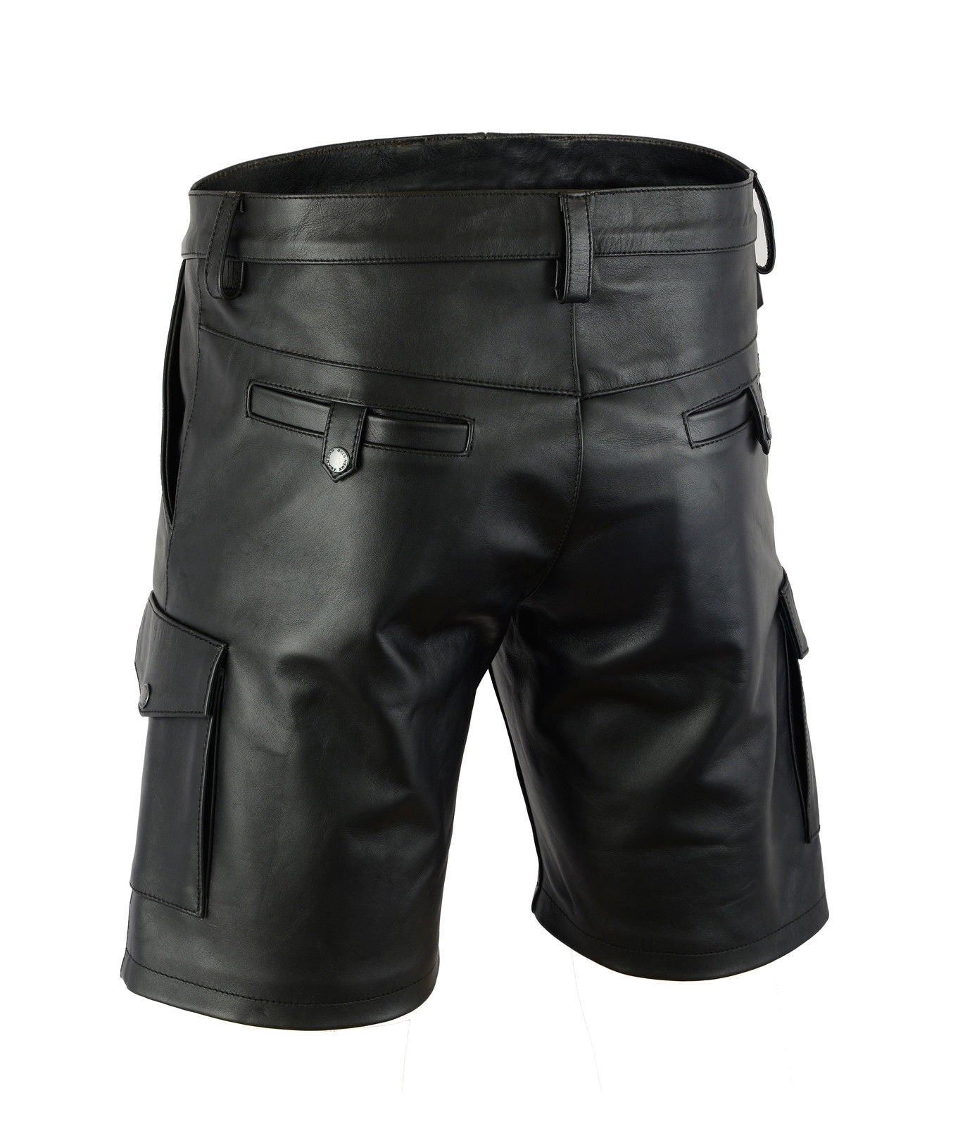 Men’s Leather Carpenter Cargo Shorts – Chastity Style