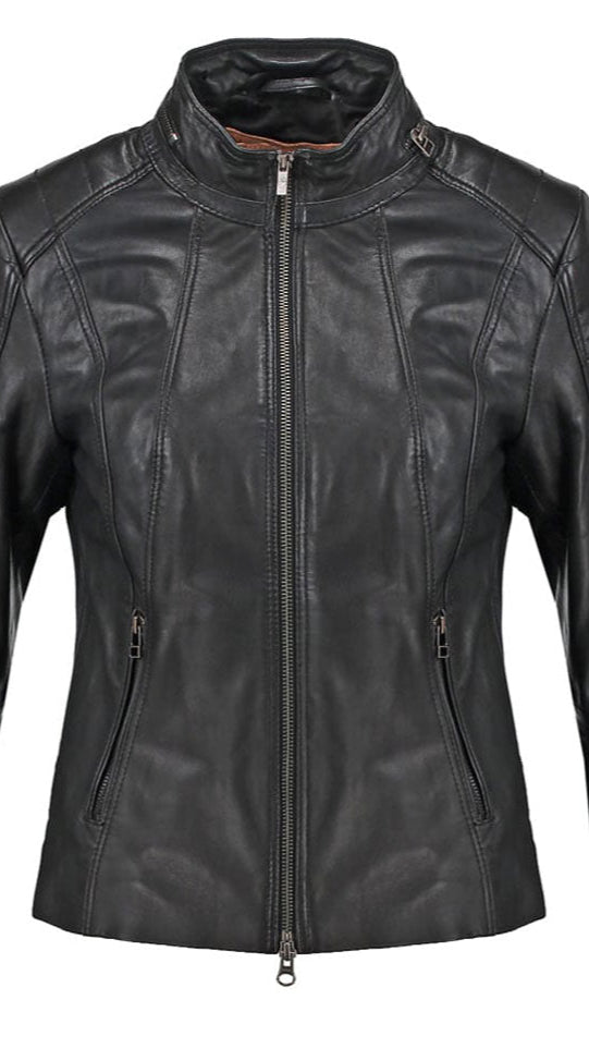 Women’s Quilted Lamb Leather Jacket – Genuine Biker Style with YKK Zippers