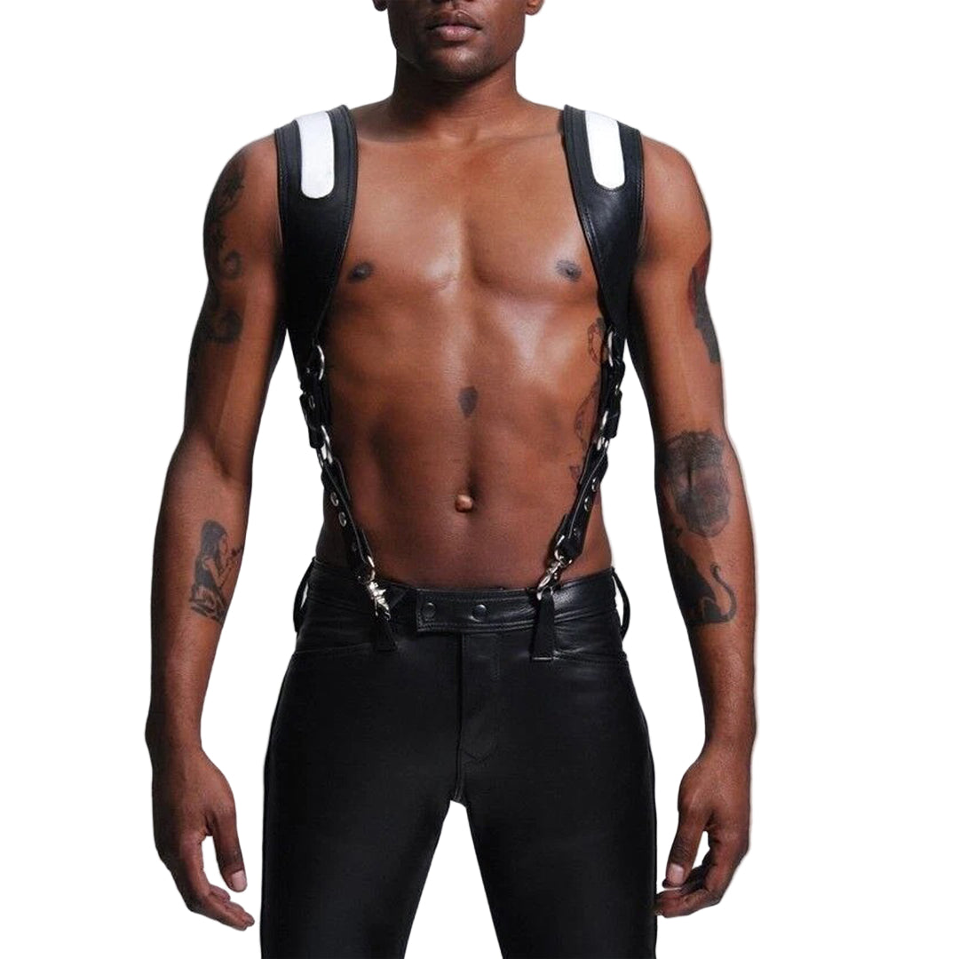Men’s Real Leather Chest Harness – Adjustable Multi-Strap Body Harness