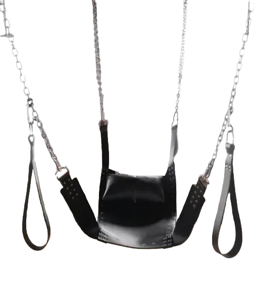 Heavy Duty Leather Sex Sling – Bondage Swing with Stirrups & Pillow