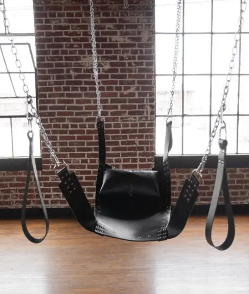 Heavy Duty Leather Sex Sling – Bondage Swing with Stirrups & Pillow