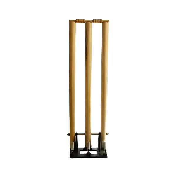 Premium Wooden Cricket Stumps with Bails & Stable Stand for Hard Ball & Tape Ball