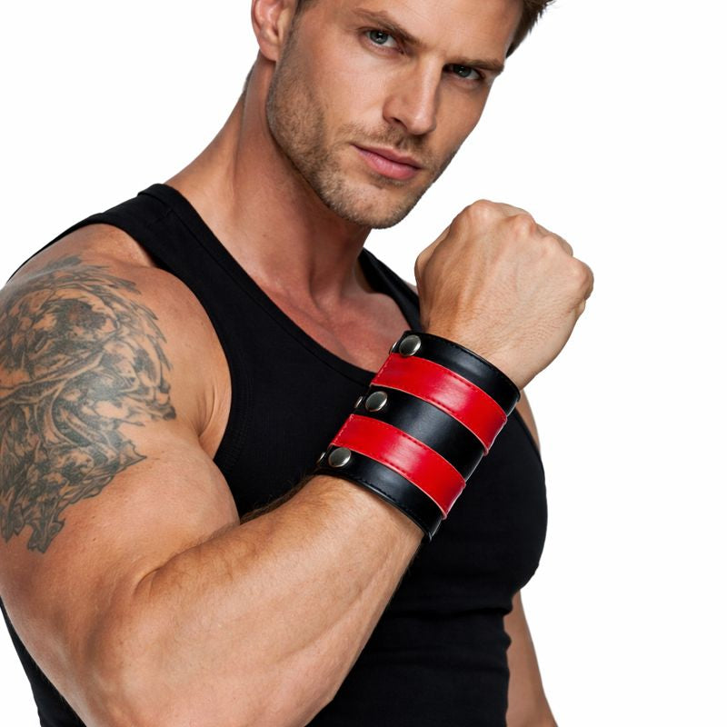 Men’s Leather Harness Jockstrap Wristbands Set – Adjustable Fit