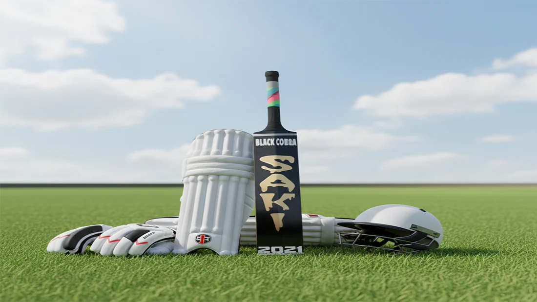 Cricket bat, pads, gloves, and helmet on grassy field – ShopBasix cricket rules, history, and tournaments
