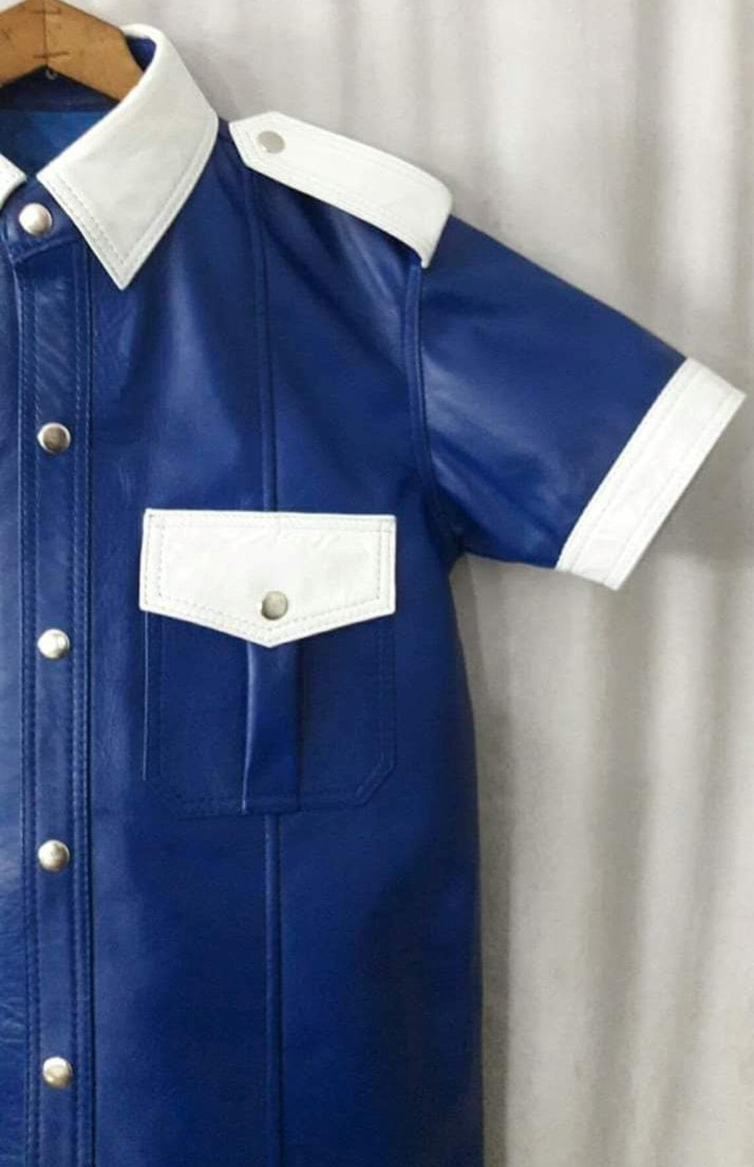 Men’s BLUF Leather Suit – Carpenter Pants & Police Shirt with White Trims