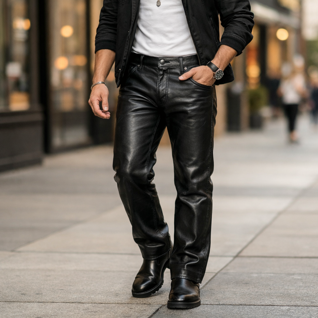 Mens Real Leather Pants – Classic 501 Style | Street Ready & Built to Last