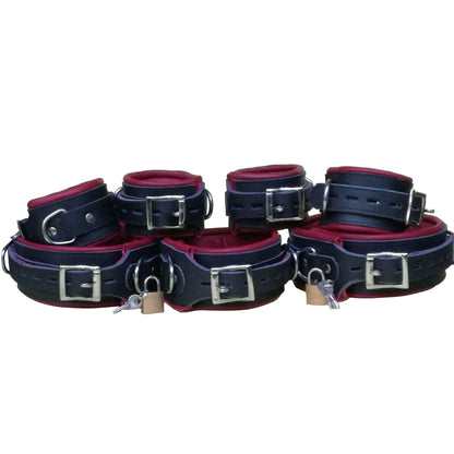 7-Piece Real Leather Padded Bondage Set – Heavy Duty with Free Padlocks