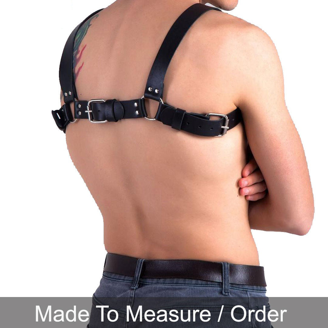 Men’s Sheep Leather BDSM Chest Harness – Adjustable with D-Rings