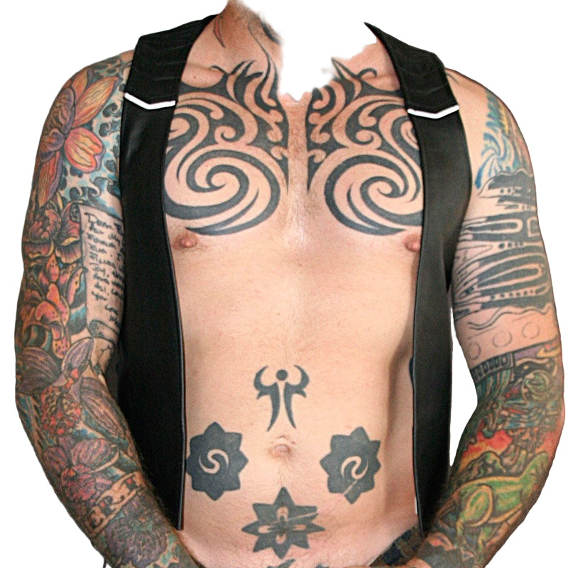 Men’s Genuine Leather Bartender Vest with Lace-Up Sides & Quilted Design