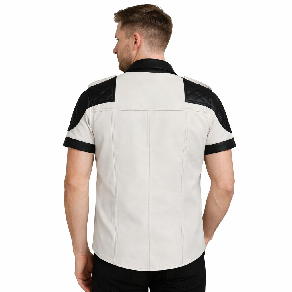Men's Lamb Leather Police Shirt with Quilted Panels – Club & BLUF Style