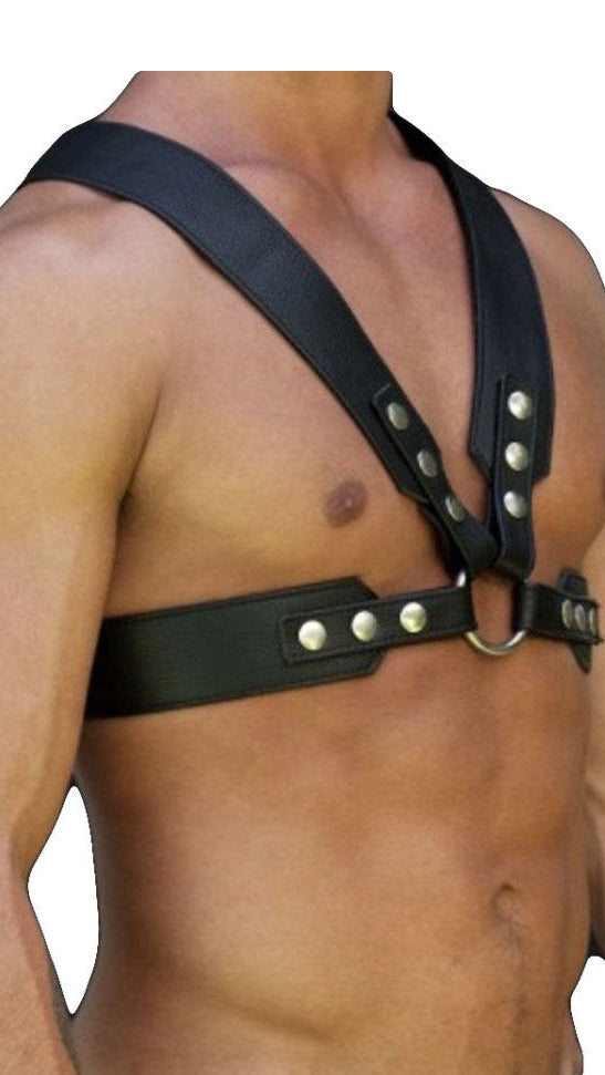 Men’s Leather Chest Harness – Adjustable Straps & Stainless Hardware