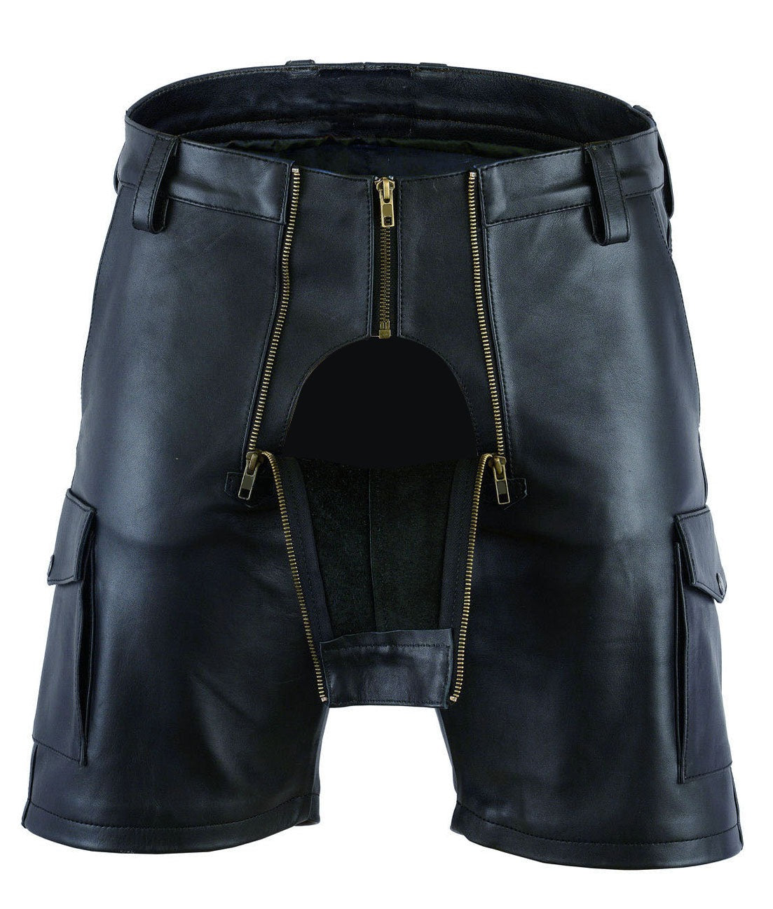 Men’s Genuine Leather Carpenter Cargo Shorts – Chastity Design