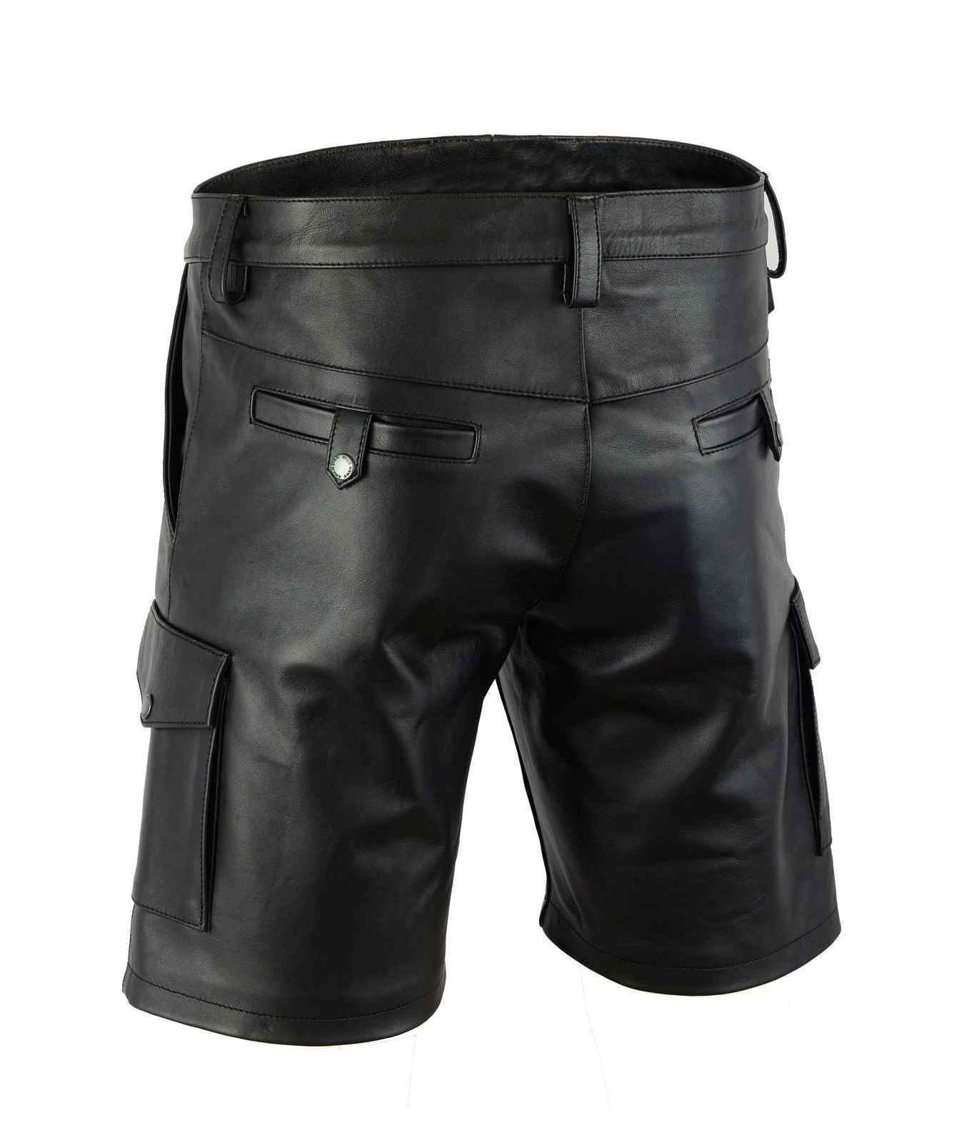Men’s Genuine Leather Carpenter Cargo Shorts – Chastity Design