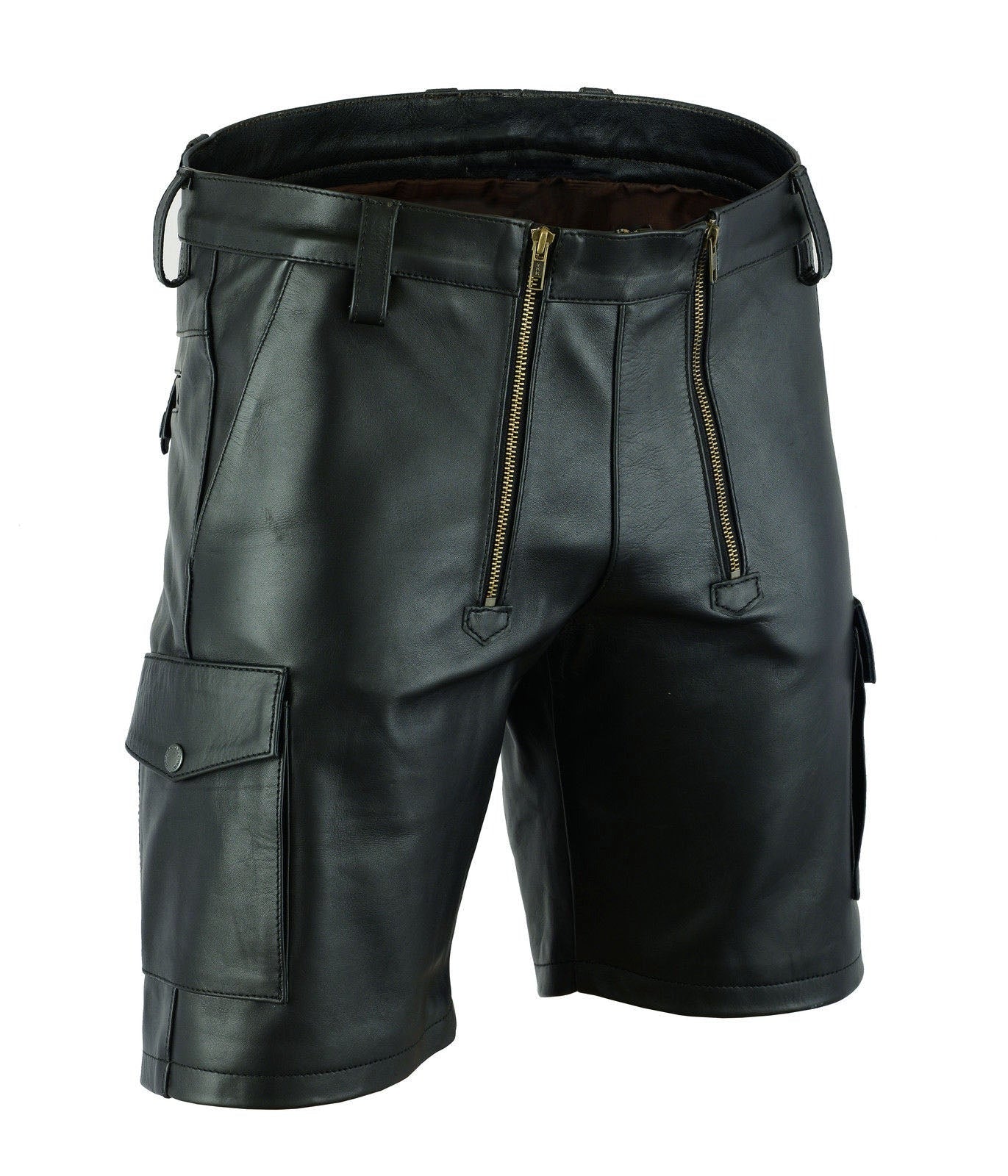 Men’s Genuine Leather Carpenter Cargo Shorts – Chastity Design