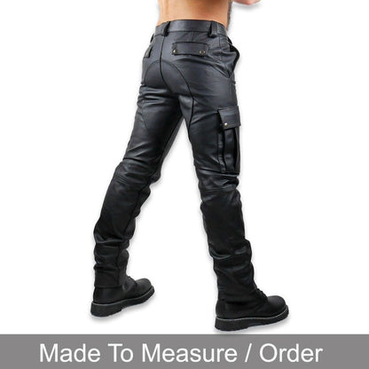 Men’s Genuine Cowhide Leather Biker Cargo Pants