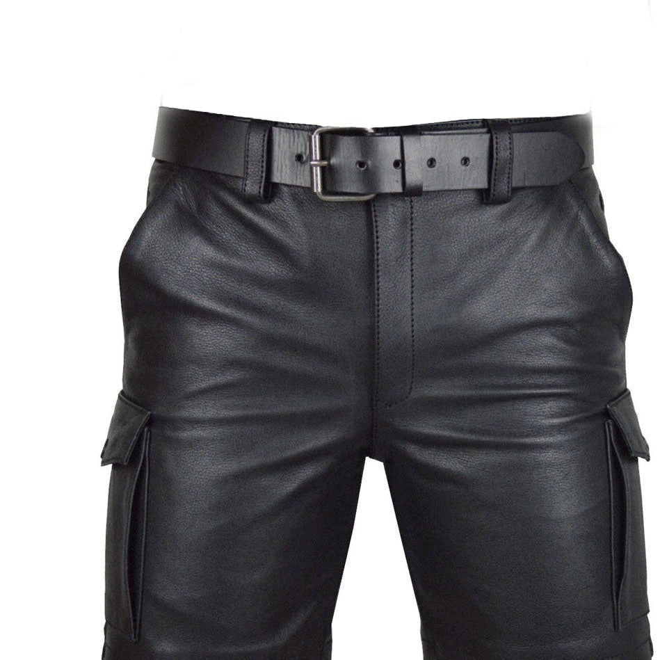 Men’s Cowhide Leather Cargo Shorts – Full Grain Leather