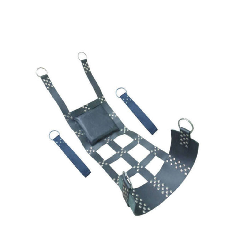 Premium Cowhide Leather Bondage Sling with Double-Ply Straps & Chrome Hardware