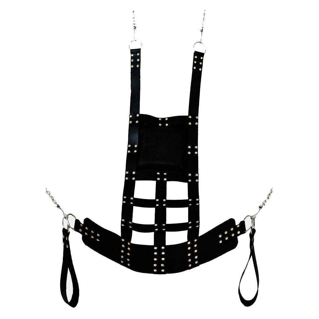 Premium Cowhide Leather Bondage Sling with Double-Ply Straps & Chrome Hardware