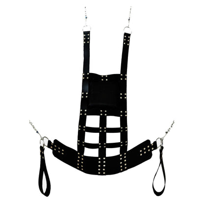 Premium Cowhide Leather Bondage Sling with Double-Ply Straps & Chrome Hardware