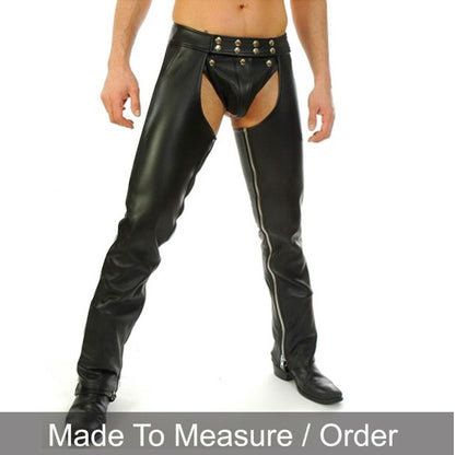 Men’s Cowhide Leather BLUF Chaps with Detachable Codpiece