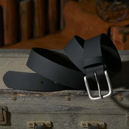 Men’s Genuine Leather Casual Jeans Belt – Handmade Everyday Leather Belt (Black)