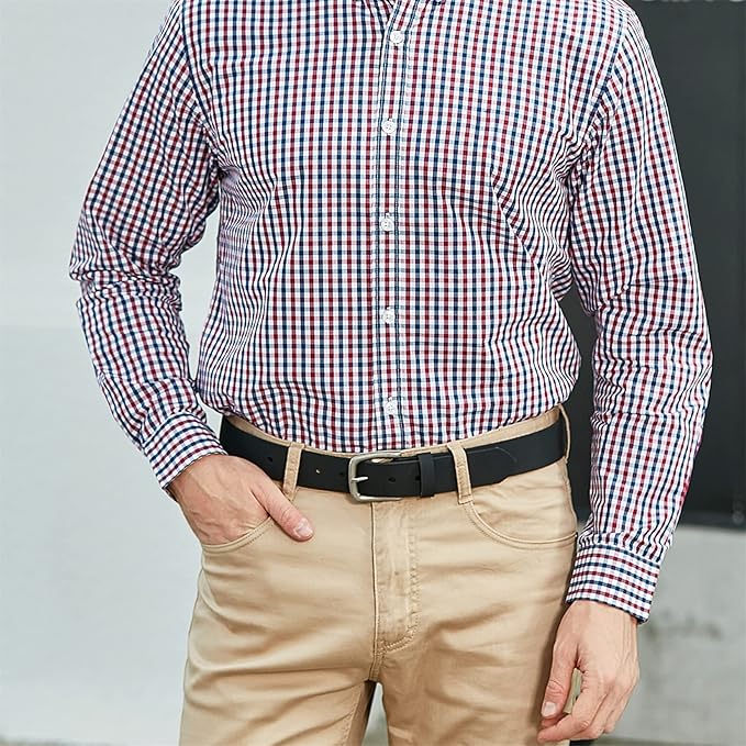 Men’s Genuine Leather Casual Jeans Belt – Handmade Everyday Leather Belt (Black)