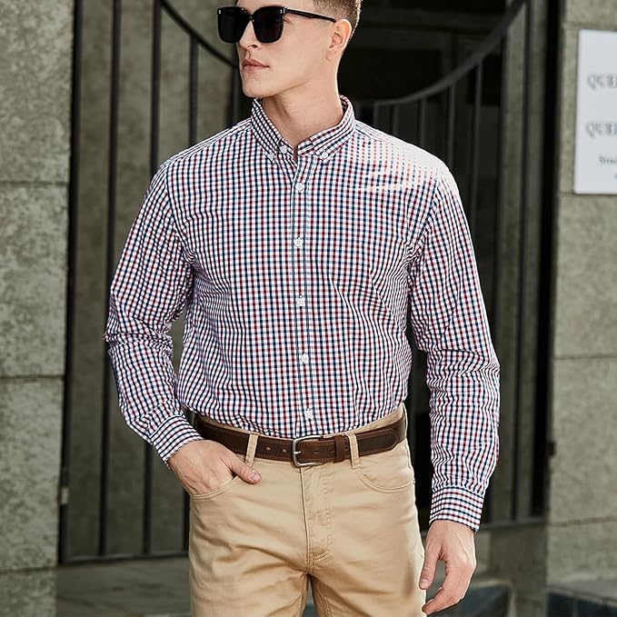 Men’s Genuine Leather Casual Jeans Belt – Handmade Everyday Leather Belt (Brown Double Stitch)