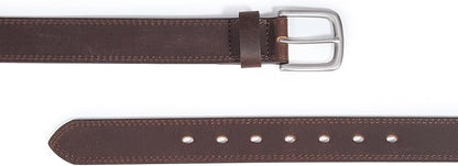 Men’s Genuine Leather Casual Jeans Belt – Handmade Everyday Leather Belt (Brown Double Stitch)