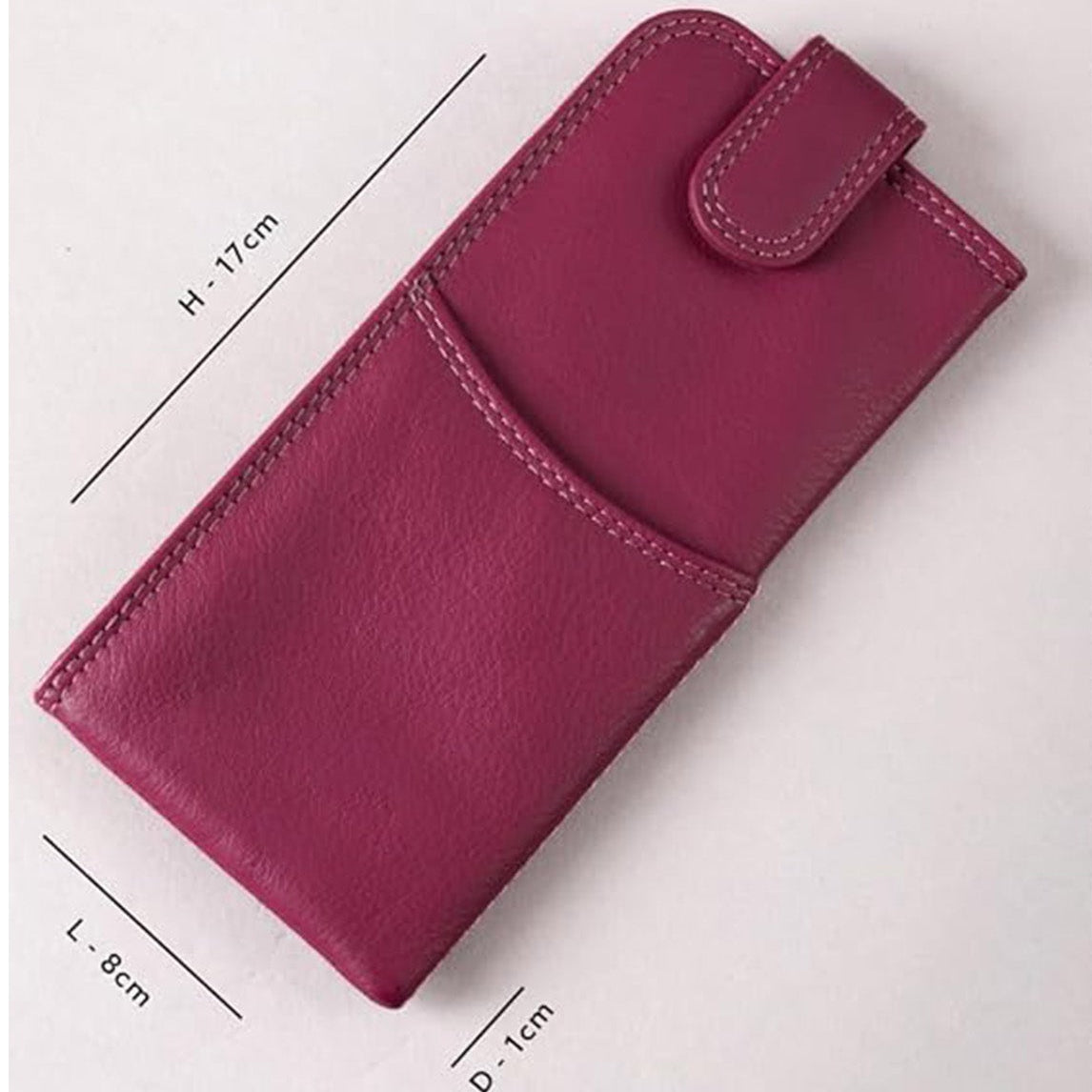 Slim Genuine Cranberry Leather Glasses Case – Magnetic Eyewear Pouch for Reading Glasses & Sunglasses