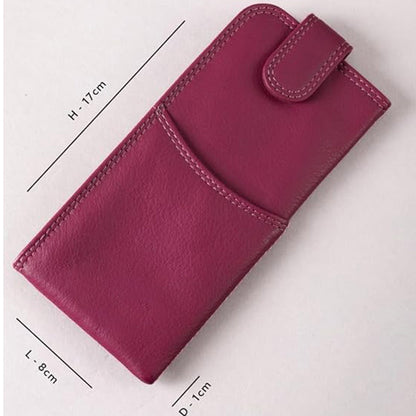 Slim Genuine Cranberry Leather Glasses Case – Magnetic Eyewear Pouch for Reading Glasses & Sunglasses