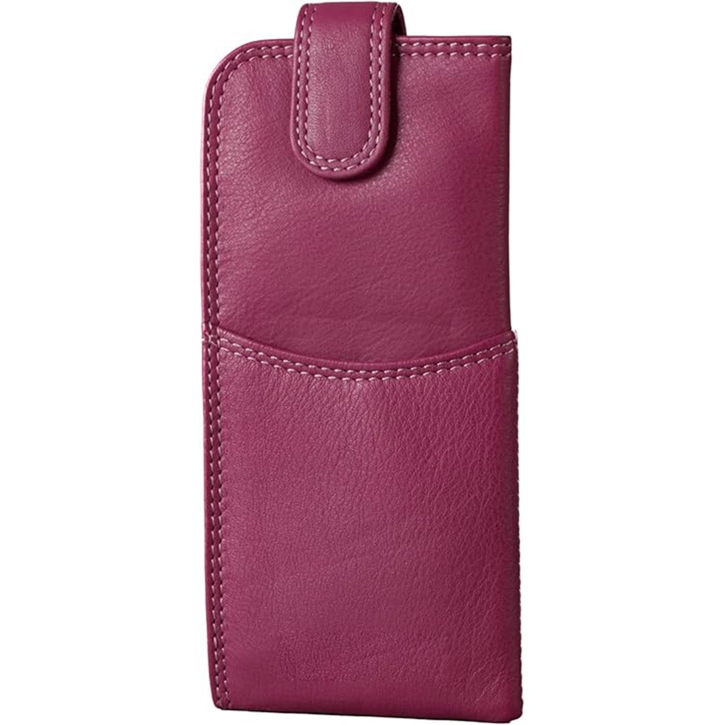 Slim Genuine Cranberry Leather Glasses Case – Magnetic Eyewear Pouch for Reading Glasses & Sunglasses
