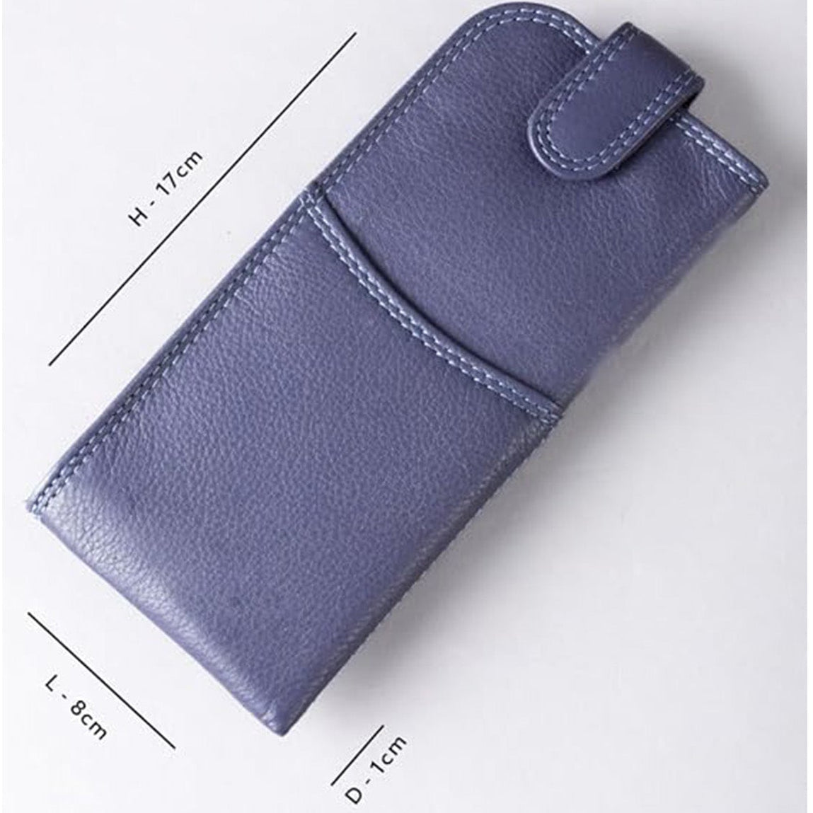 Slim Genuine Purple Leather Glasses Case – Magnetic Eyewear Pouch for Reading Glasses & Sunglasses