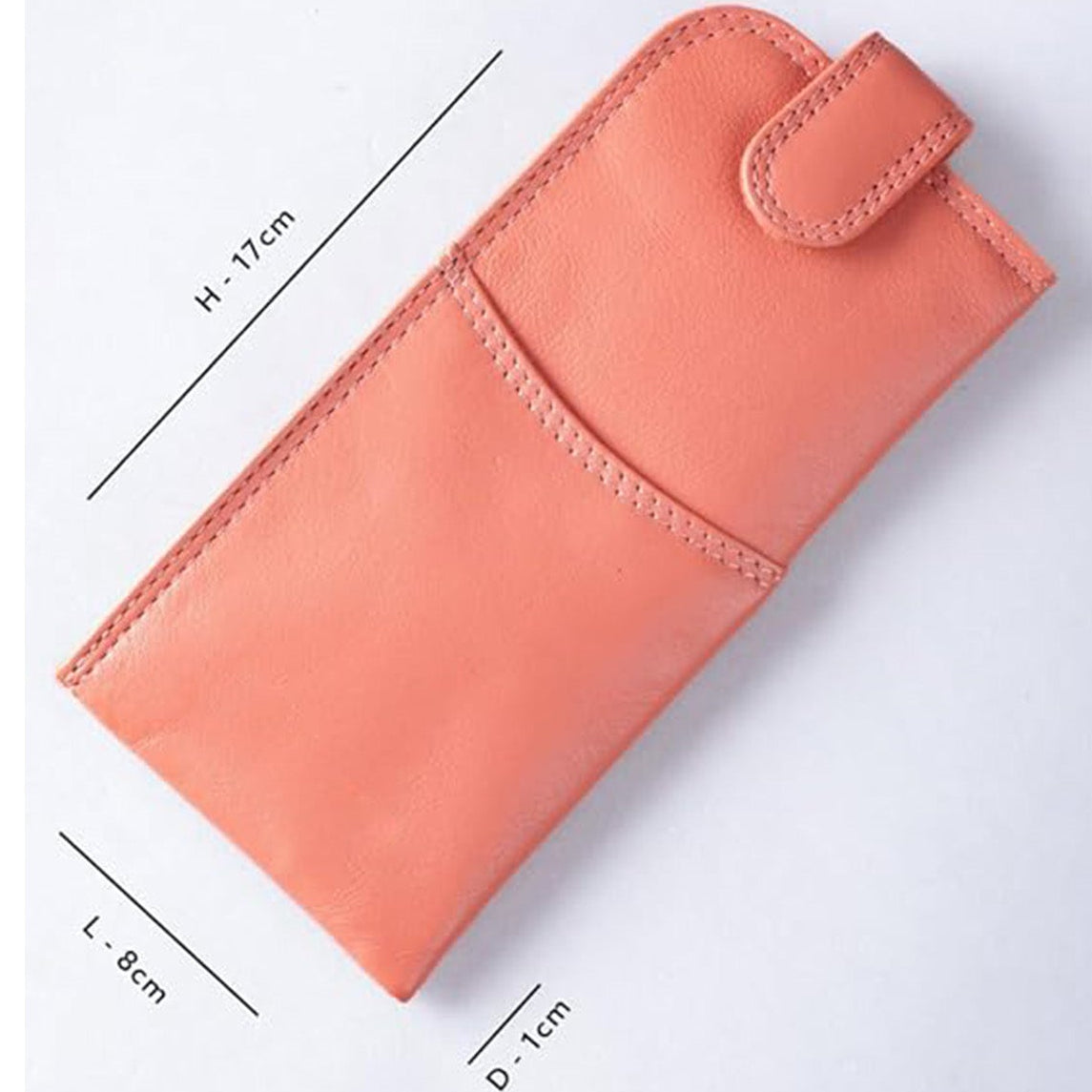 Slim Genuine Sunrise Orange Leather Glasses Case – Magnetic Eyewear Pouch for Reading Glasses & Sunglasses